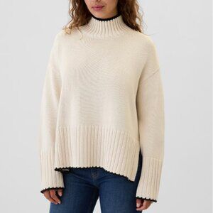 Oversized 24/7 Split-Hem Mockneck Sweater